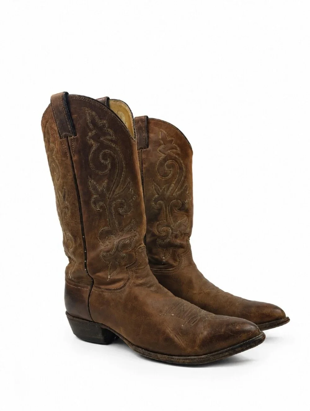 Vintage Justin Brown Leather Men's Cowboy Boots Size 10